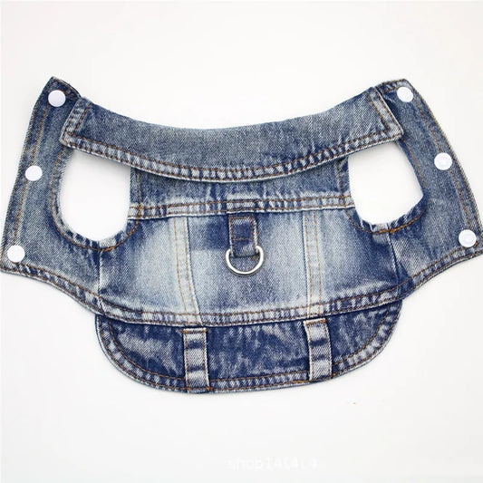 Dog Jeans Jacket Cool Puppy Denim Dog Shirts for Small Medium Dogs Cats Lapel Harness Vests Washed Scratch Design Dog Clothes