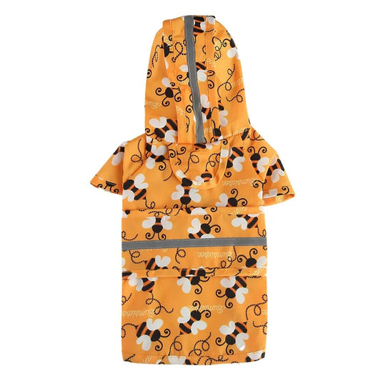 Printed Dog Raincoat Lightweight Reflective Waterproof Dog Raincoat with Hood & Harness Hole Outdoor Rain Jacket Poncho
