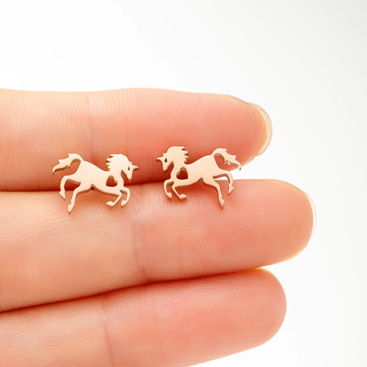 1 Pair Mini Horse Stud Earrings For Girls Women Stainless Steel Sweet Animal Ear Ring Cute Stylish Student Birthday Party Jewelr