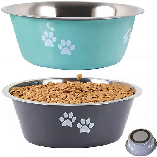 Non-slip Dog Bowls For Small Medium Large Dog Feeder Bowls Drinkers Stainless Steel High Capacity Pet Feeders Dogs Accessories