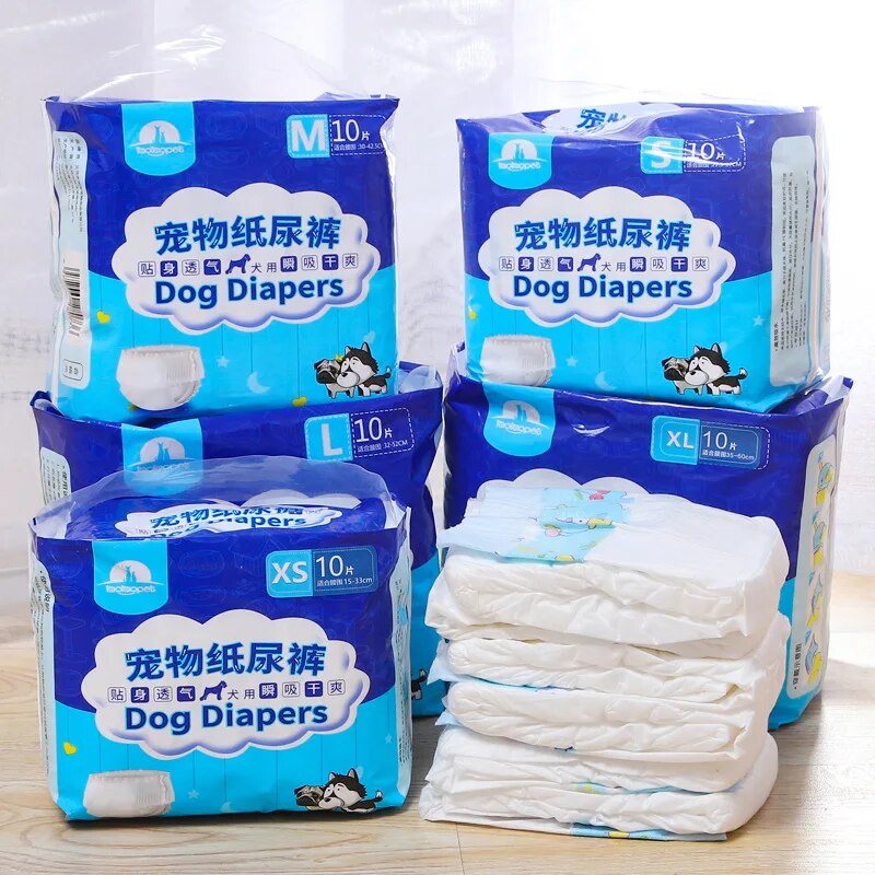 10PCS Disposable Dog Diapers Female Male Super Absorption Physiological Cat Pet Leakproof Nappies Pants Breathable Puppy Short