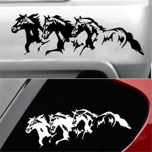 3 Running Horses Animal Shaped Decal Car Sticker Fashion Creative Black White Decoration Self-adhesive Car Interior Accessories